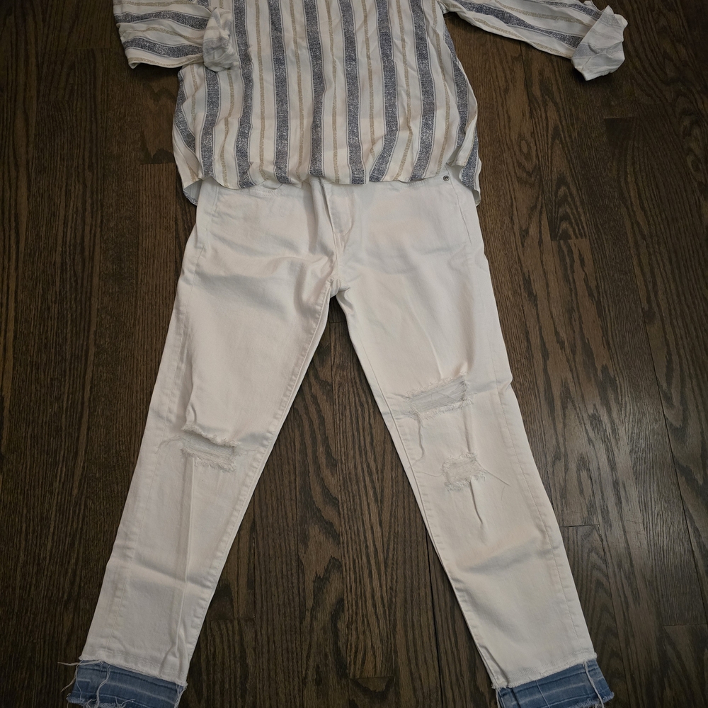 Soho Women's Boyfriend Jeans - White and Blue